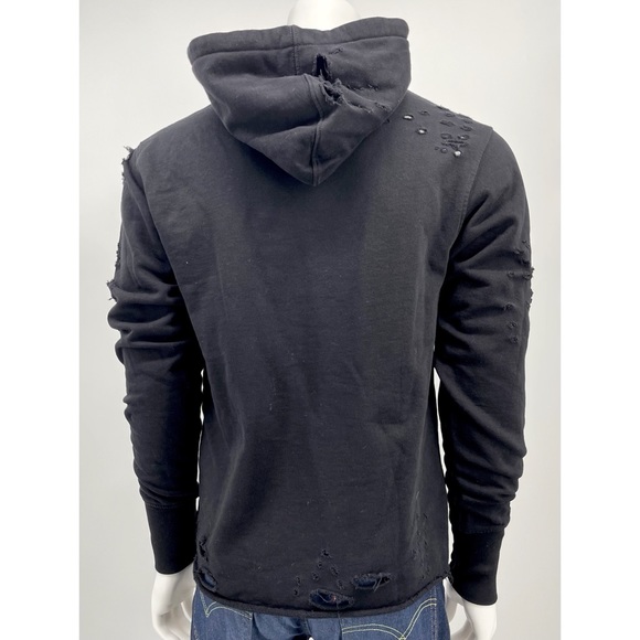 NWT Defend Paris Distressed Black & White Hoodie - Picture 3 of 6